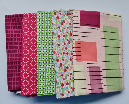 Fat quarter bundel - blocks pink 