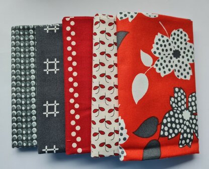 Fat quarter bundel - red elegance 