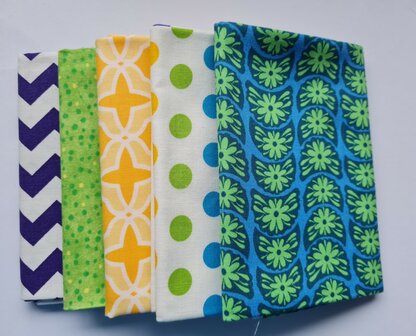 Fat quarter bundel - crescent blauw