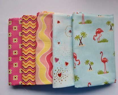 Fat quarter bundel - flamingo 