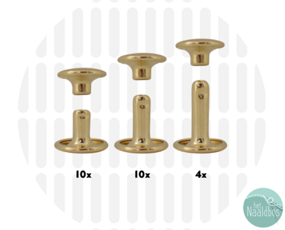 Zipperzoo double cap rivets 9mm gold