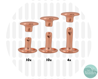 Zipperzoo double cap rivets 9mm rose gold