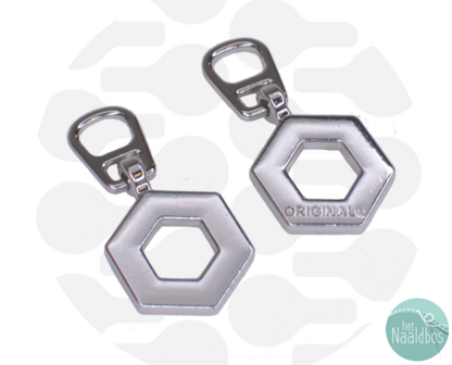 Zipperzoo snap-on hanger hexagon silver